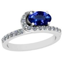 2.63 Ctw VS/SI1 Tanzanite And Diamond 18K White Gold Promises Ring