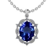 5.02 Ctw VS/SI1 Tanzanite And Diamond 14K White Gold Necklace