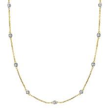 Station Bezel-Set Necklace in 14k Two Tone Gold 1.00ctw