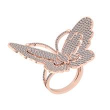 3.18 Ctw SI2/I1 Diamond 14K Rose Gold Butterfly Engagement/Wedding Ring