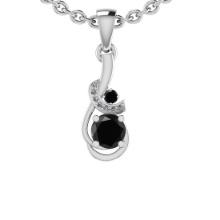 0.85 Ctw i2/i3 Treated Fancy Black And White Dimaond 14K White Gold Pendant