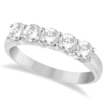 Five Stone Diamond Ring Anniversary Band platinum 2.00ctw