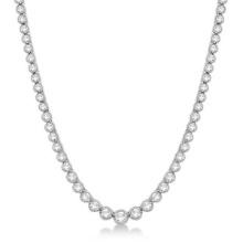 Milgrain Eternity Diamond Tennis Necklace 14k White Gold (7.05ct)