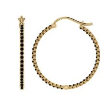 1.52 Ctw i2/i3 Treated Fancy Black Diamond 14K Yellow Gold Hoop Earrings