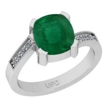 2.38 Ctw SI2/I1 Emerald And Diamond 14K White Gold Ring