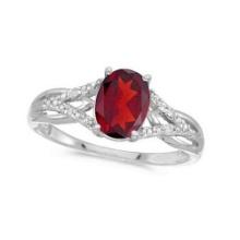 Oval Ruby and Diamond Cocktail Ring in 14K White Gold 1.52 ctw