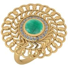 1.43 Ctw I2/I3 Emerald And Diamond 14K Yellow Gold Antique Style Wedding Ring