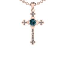 0.65 Ctw i2/i3 Treated Fancy Blue And White Dimaond 14K Rose Gold Pendant