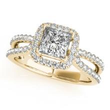 Certified 1.55 Ctw SI2/I1 Diamond 14K Yellow Gold Engagement Halo Ring
