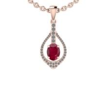 1.07 Ctw SI2/I1 Ruby And Diamond 14K Rose Gold Vintage Style Pendant