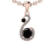 1.08 Ctw i2/i3 Treated Fancy Black And White Dimaond 14K Rose Gold Pendant