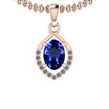 4.51 Ctw VS/SI1 Tanzanite And Diamond 14K Rose Gold Necklace