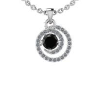 1.26 Ctw i2/i3 Treated Fancy Black And White Dimaond 14K White Gold Pendant