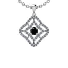 1.60 Ctw i2/i3 Treated Fancy Black And White Dimaond 14K White Gold Pendant