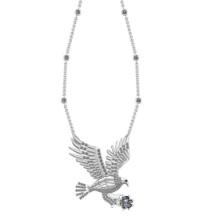 2.68 Ctw SI2/I1 Treated Fancy Black and White Diamond 14K White Gold Vintage Style Eagle Yard Neckla