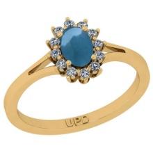 2.00 Ctw I2/I3 Aquamarine And Diamond 14K Yellow Gold Promises Ring