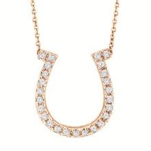 Diamond Horseshoe Pendant Necklace 14k Rose Gold 0.26ctw