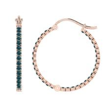 7.80 Ctw i2/i3 Treated Fancy Blue Diamond 14K Rose Gold Hoop Earrings