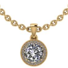 Certified 1.15 CTW Round Diamond 14K Yellow Gold Pendant