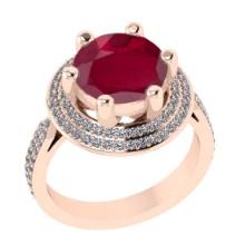 3.60 Ctw SI2/I1 Ruby and Diamond 14K Rose Gold Engagement Halo Ring