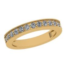 Certified 0.45 Ctw I2/I3 Diamond 10K Yellow Gold Victorian Style Simple Band Ring