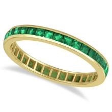 Princess-Cut Emerald Eternity Ring Band 14k Yellow Gold 1.36ctw