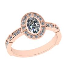 1.00 Ctw SI2/I1 Diamond 14K Rose Gold Engagement Halo Ring