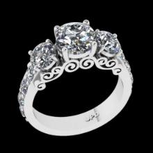 3.05 Ctw VS/SI1 Diamond 14K White Gold three Stone Ring