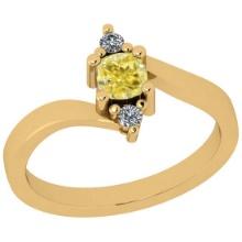 Certified 0.57 Ct GIA Certified Natural Fancy Yellow Diamond And White Diamond 18K Yellow Gold Vinta