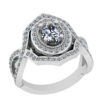 1.20 Ctw SI2/I1 Diamond 14K White Gold Engagement Halo Ring