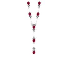 10.50 Ctw SI2/I1 Ruby And Diamond 14K White Gold Yard Necklace