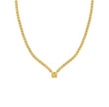 6.08 Ctw i2/i3 Treated Fancy YELLOWDiamond 14K White Gold Necklace