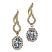 3.50 Ctw SI2/I1 Diamond 14K Yellow Gold Dangling Earrings