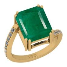 5.12 Ctw SI2/I1 Emerald And Diamond 14K Yellow Gold Ring