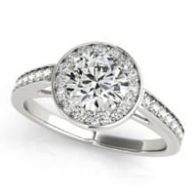 CERTIFIED PLATINUM .87 CTW J-K/VS-SI1 DIAMOND HALO ENGAGEMENT RING