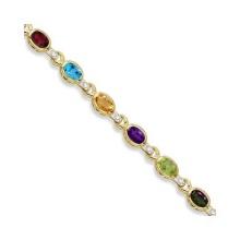 Diamond and Multicolor Gemstone Bracelet 14k Yellow Gold 9.62ctw