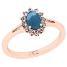 2.00 Ctw I2/I3 Aquamarine And Diamond 14K Rose Gold Promises Ring