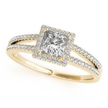 Certified 1.00 Ctw SI2/I1 Diamond 14K Yellow Gold Engagement Halo Ring