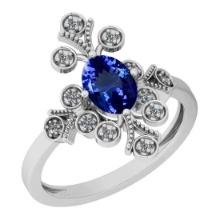 Certified 2.07 Ctw VS/SI1 Tanzanite And Diamond Platinum Ring