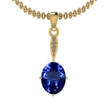 Certified 4.84 Ctw VS/SI1 Tanzanite And Diamond 14k Yellow Gold Victorian Style Necklace