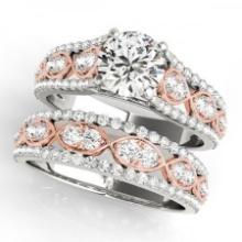 CERTIFIED 18KT TWO TONE GOLD 1.08 CTW J-K/VS-SI1 DIAMOND BRIDAL SET