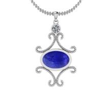 Certified 8.05 Ctw Tanzanite and Diamond I1/I2 14K White Gold Victorian Style Pendant