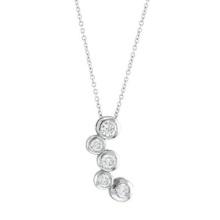 Bezel Set Five-Stone Diamond Pendant in 14k White Gold 0.75 ctw