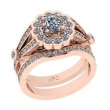 1.17 Ctw SI2/I1 Gia Certified Center Diamond 14K Rose Gold Bridal Style Wedding set Ring