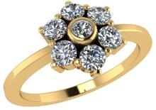 Certified 1.30 CTW Round Diamond 14K Yellow Gold Ring