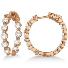 Small Round Floating Diamond Hoop Earrings 14k Rose Gold 4.00ctw