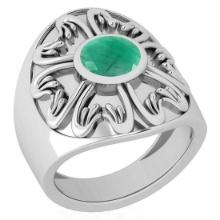 1.25 Ctw Emerald Style Prong Set 14K White Gold Antique Style Solitaire Ring