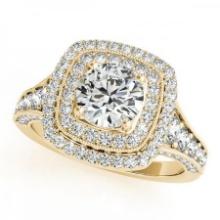 CERTIFIED 18K YELLOW GOLD 1.53 CTW J-K/VS-SI1 DIAMOND HALO ENGAGEMENT RING