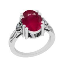 5.60 CtwSI2/I1 Ruby And Diamond 14K White Gold Vintage Style Ring