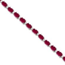 Ruby and Diamond Tennis Bracelet 14k White Gold 12.00ctw